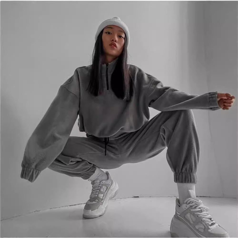 Dames ensemble en polaire surdimensionné confortable Chic und Stil