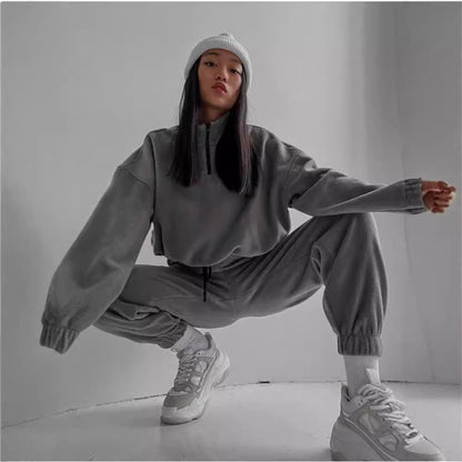 Dames ensemble en polaire surdimensionné confortable Chic und Stil