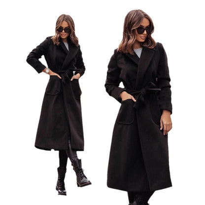 Dames élégant manteau portefeuille avec poches pratiques et ceinture ajustable Chic und Stil
