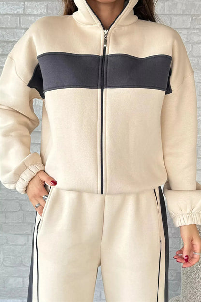 Dames Ensemble de loungewear en polaire sporty avec fermeture éclair Chic und Stil