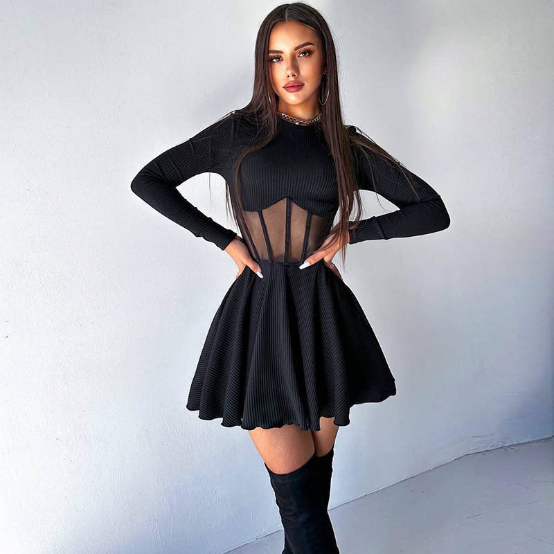 Dames Robe mini de haute qualité et élégante avec des inserts transparents Chic und Stil