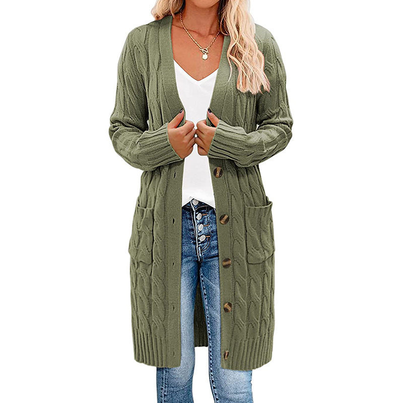 Cardigan femme en gros tricot avec poches et détails de boutons Chic und Stil