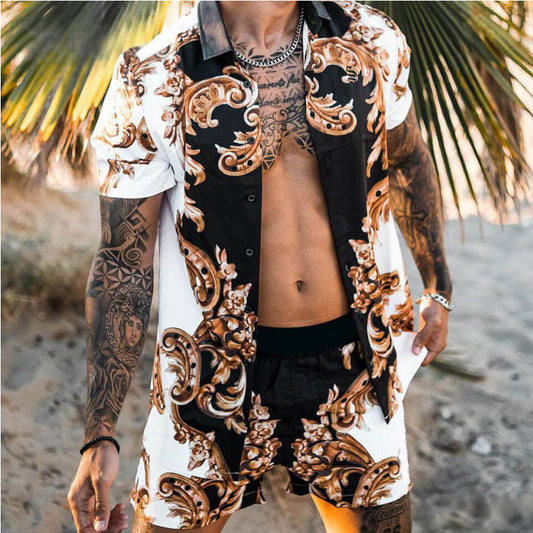 Hommes Ensemble élégant de t-shirt à manches courtes et shorts Chic und Stil