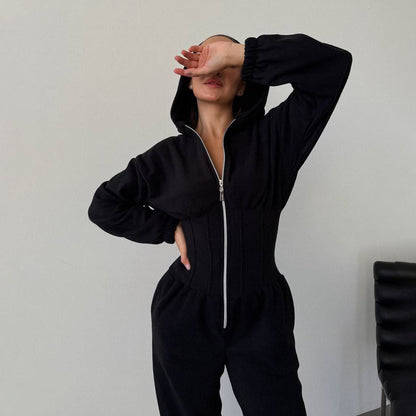 Dames Jumpsuit raffiné avec capuche Chic und Stil