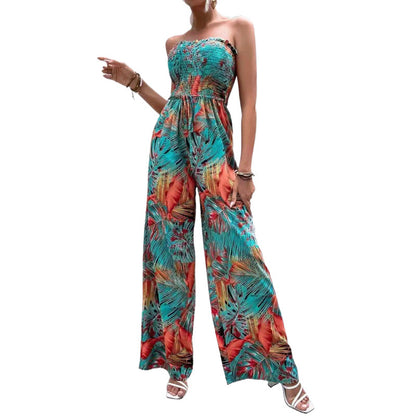 Dames Impression tropical Pantalon large Combinaison Chic und Stil