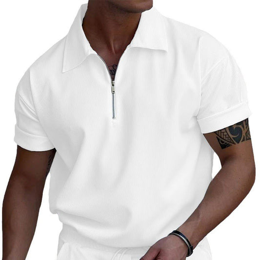 Chemise polo à manches courtes pour hommes avec fermeture éclair et tissu structuré Chic und Stil