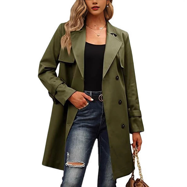 Dames élégant trench-coat avec double rangée de boutons et col chic Chic und Stil