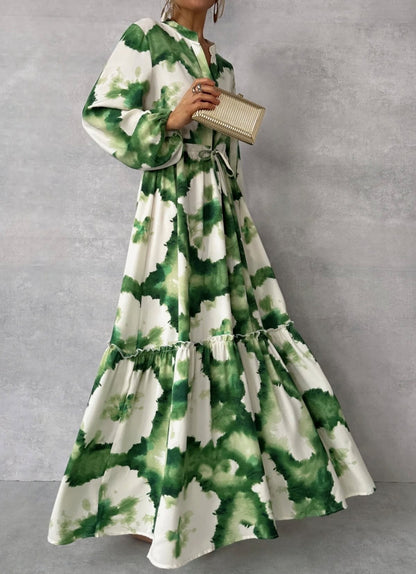 Robe maxi pour femmes avec un motif aquarelle moderne et une jupe volumineuse Chic und Stil
