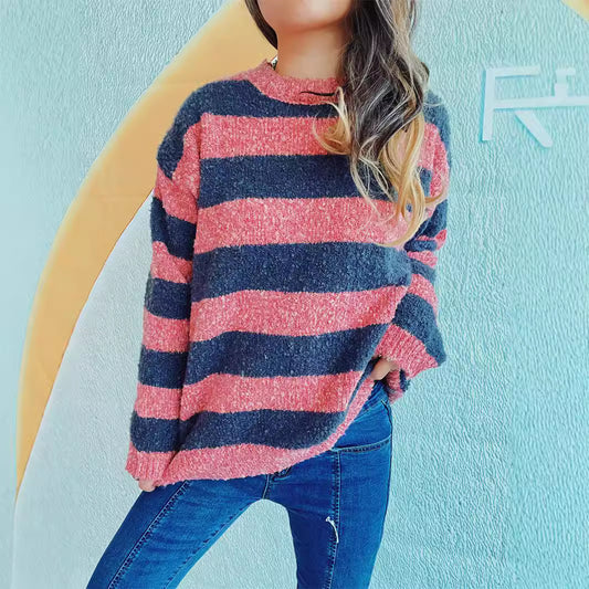 Pull-over rayé confortable pour femmes en matériau doux avec une coupe large Chic und Stil