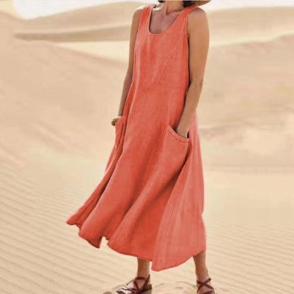 Robe d'été ample pour femmes avec poches pratiques et décolleté en V Chic und Stil