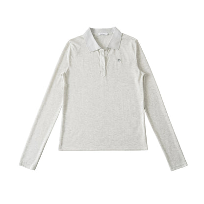 Chemise polo à manches longues pour femmes avec un col moderne et un mélange de matériaux de haute qualité Chic und Stil