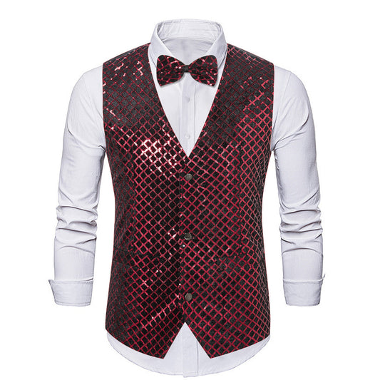 Blazer élégant en sequins pour hommes avec fermeture à nœud assortie Chic und Stil
