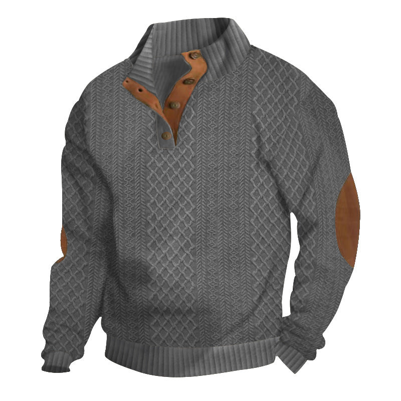 Pull-over décontracté en tricot pour femmes avec col structuré et applications en cuir Chic und Stil