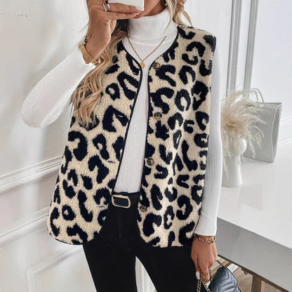 Dames gilet doux avec imprimé léopard Chic und Stil