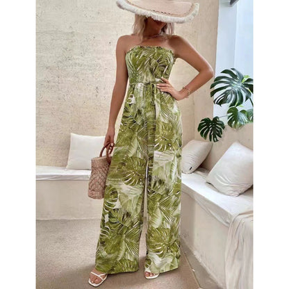 Dame Sans Bretelles Floral Pantalon Large Combinaison Chic und Stil