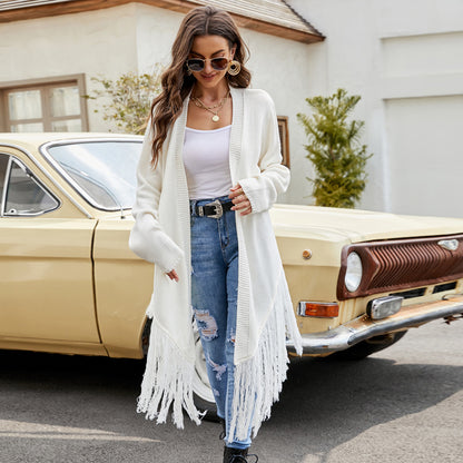 Fringe knit coat Chic und Stil