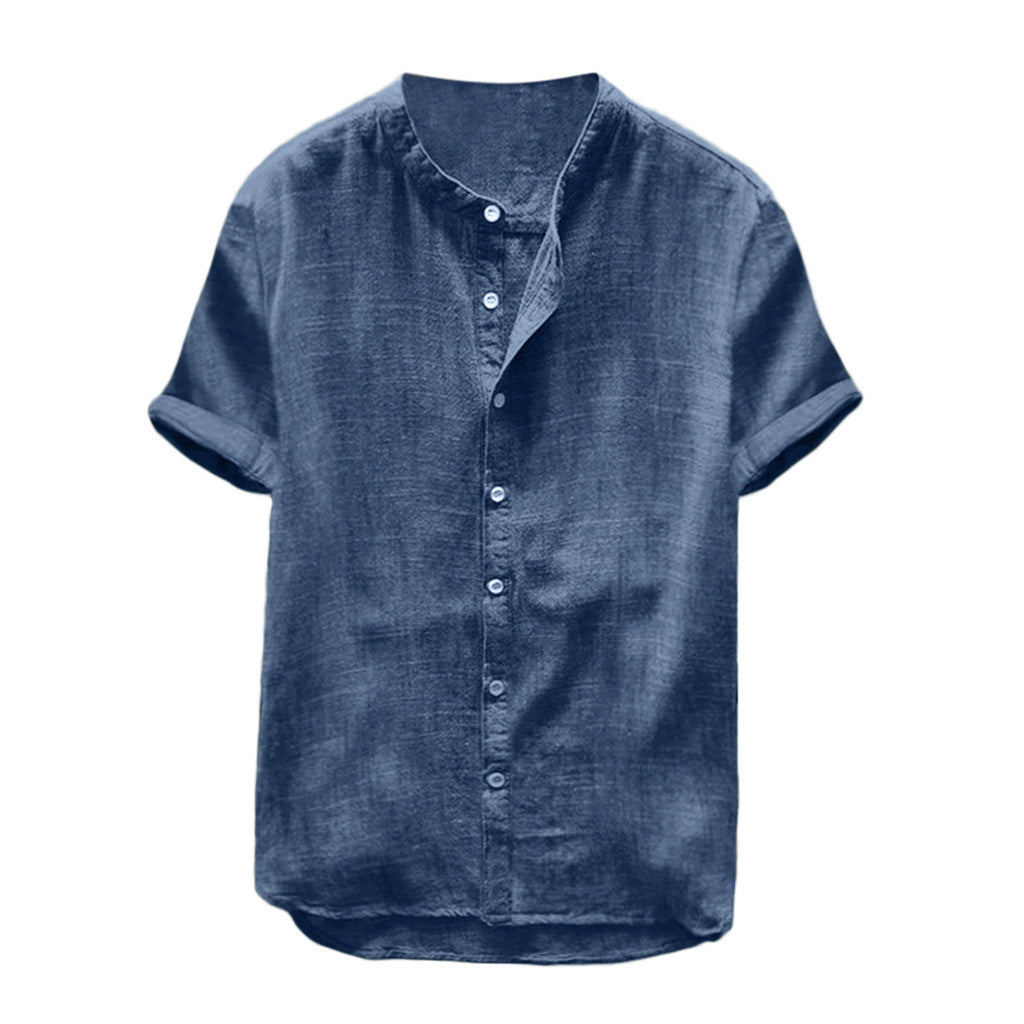 Blouse en lin décontractée pour femmes à manches courtes et col côtelé Chic und Stil