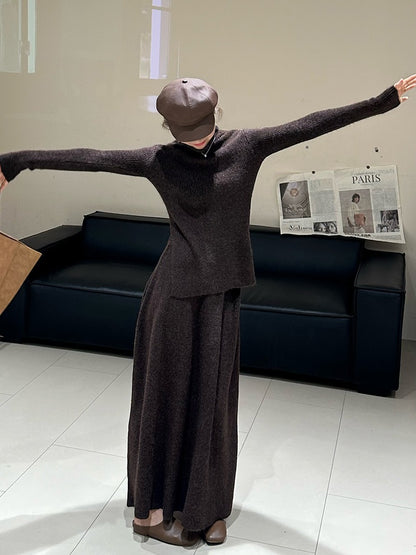 Robe en tricot élégante pour femmes avec col roulé étroit et coupe longue Chic und Stil