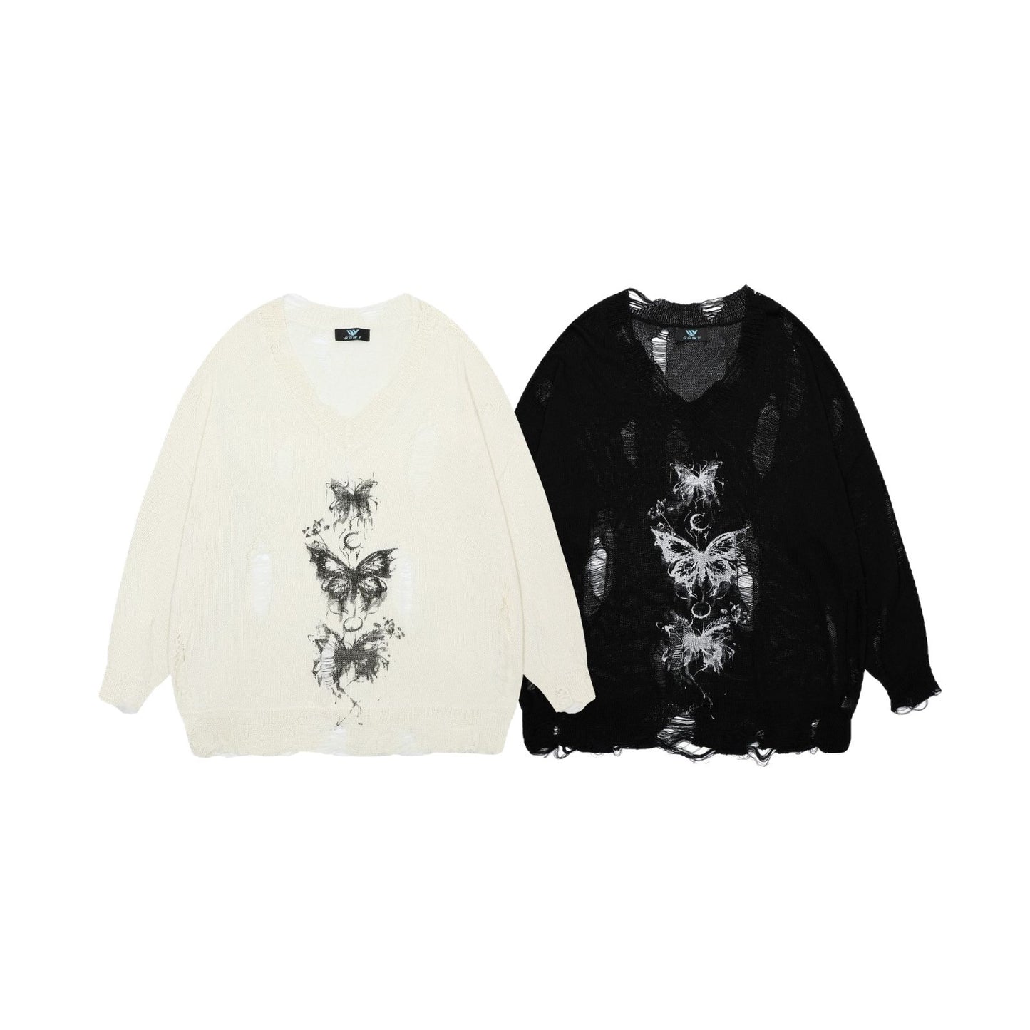 Pull oversized pour femmes avec imprimé graphique et détails décolorés Chic und Stil