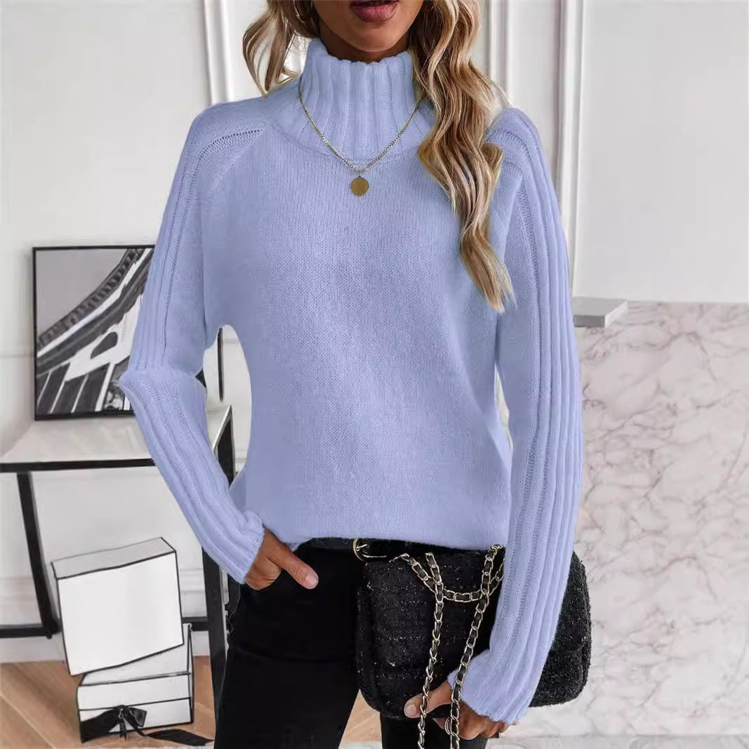 Pull femme avec col montant moderne et design en ribbes structuré Chic und Stil