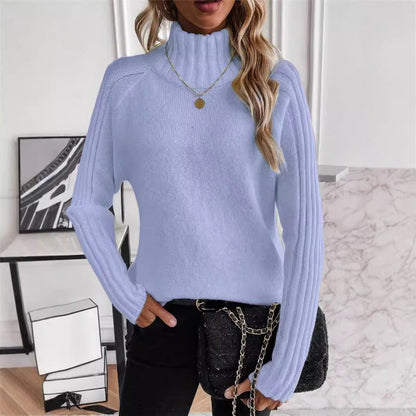 Pull femme avec col montant moderne et design en ribbes structuré Chic und Stil