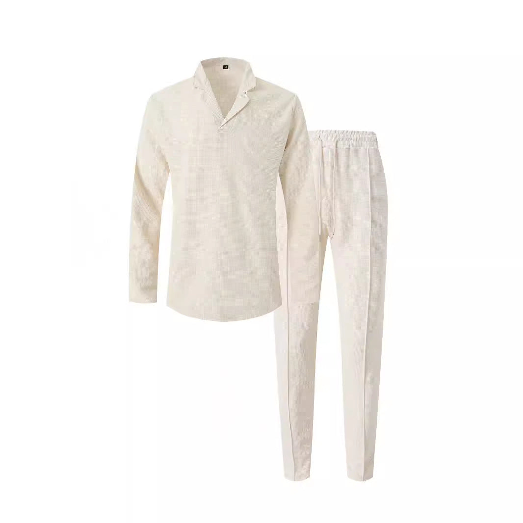 Elegant casual set for men with modern collar and comfortable pants Chic and Style