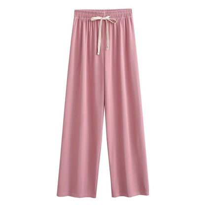 Wide palazzo pants for ladies with elastic waistband and decorative cord Chic und Stil