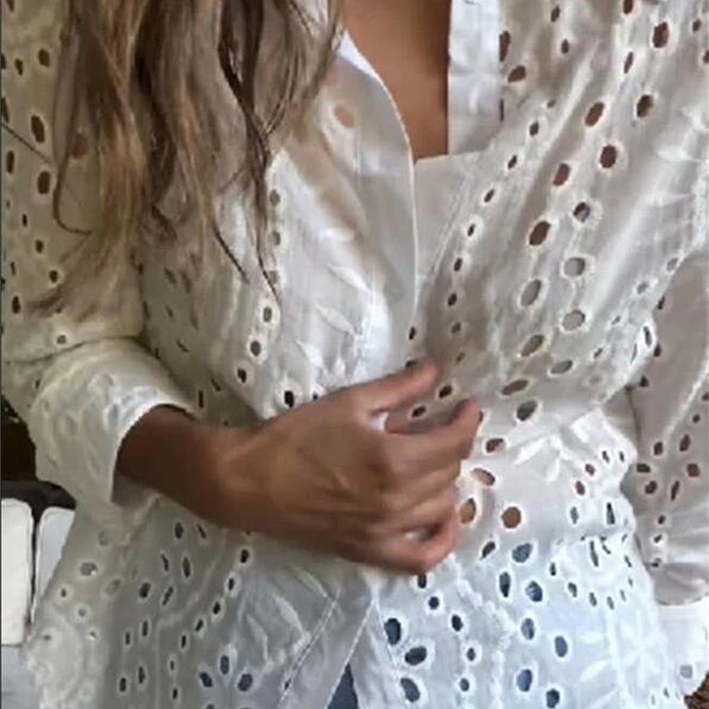 Blouse pour femmes avec broderie ajourée aérienne Chic und Stil