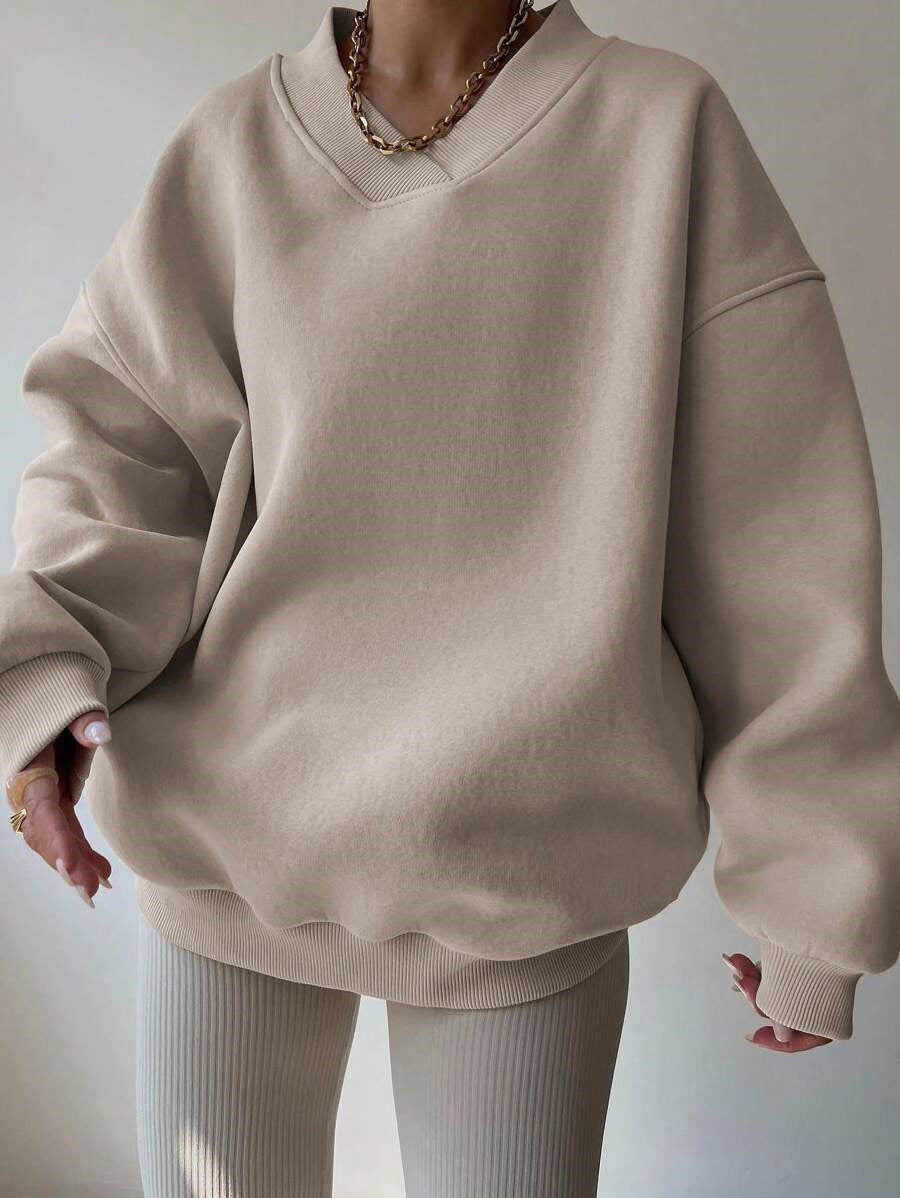 Femmes pull surdimensionné à col en V Chic und Stil