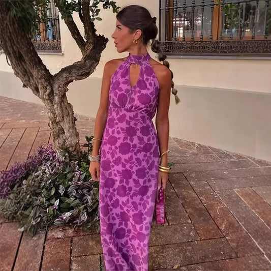 Robe maxi femme au design floral avec décolleté arrière élégant Chic und Stil