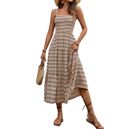 Robe Midi à volants inspirée du bohemian pour femme avec bretelles spaghetti réglables Chic und Stil