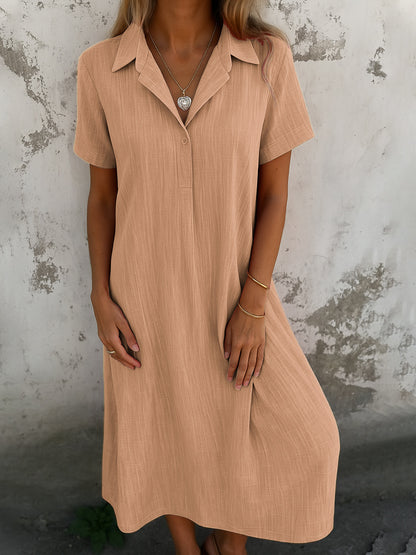 Robe maxi décontractée pour femmes avec col et manches courtes Chic und Stil