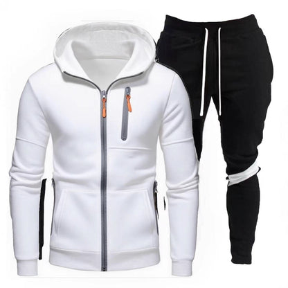 Sporty hoodie for men with practical zipper and chic jogger pants