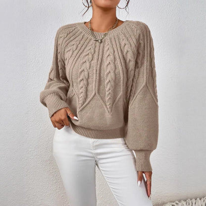 Pull en tricot pour femmes avec motif en torsades et manches larges Chic und Stil