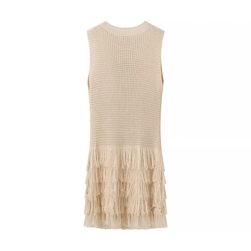 Robe en tricot pour femmes avec franges et design luxueux Chic und Stil