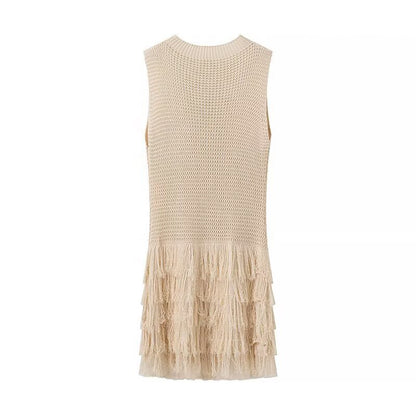 Robe en tricot pour femmes avec franges et design luxueux Chic und Stil