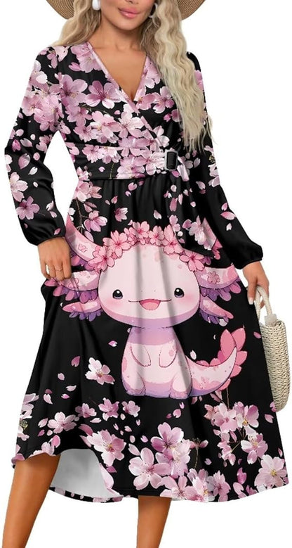Robe maxi femme avec motif animal coloré et accents floraux Chic und Stil