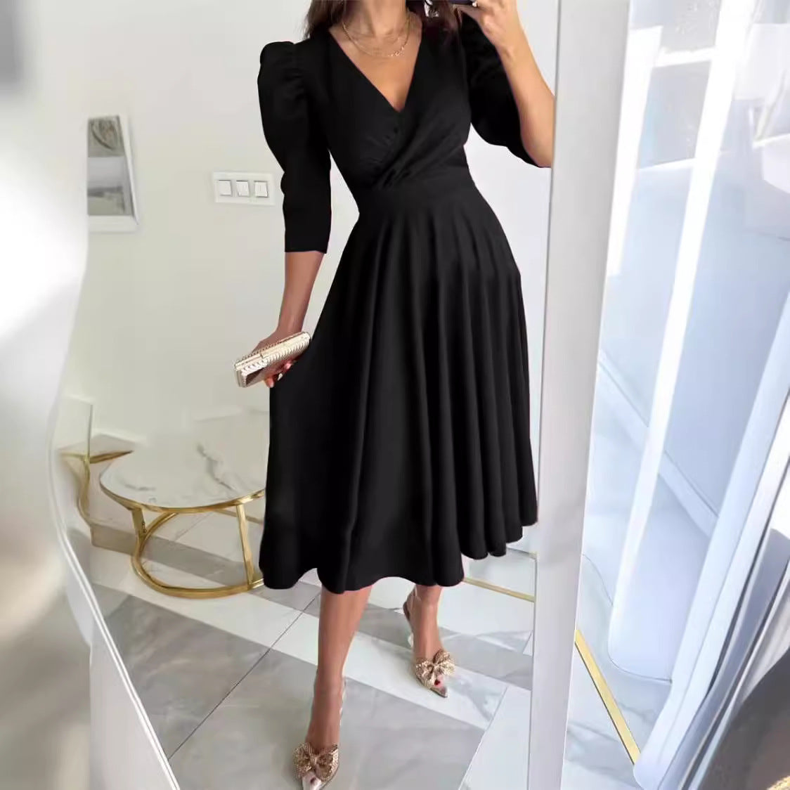 Dames Robe Midi Élégante Chic und Stil