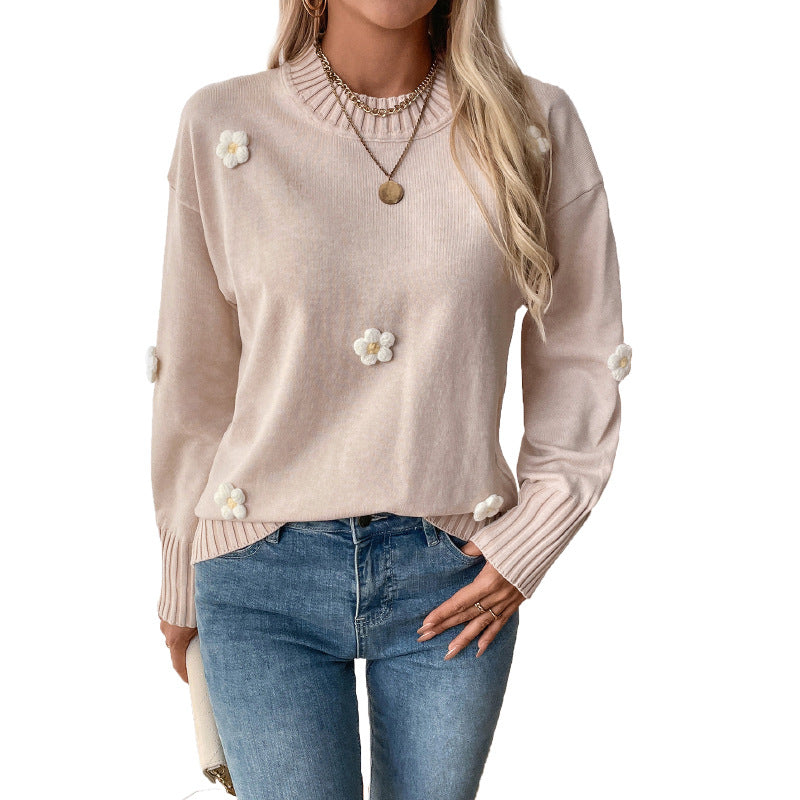 Pull en tricot pour femmes avec appliqués floraux Chic und Stil
