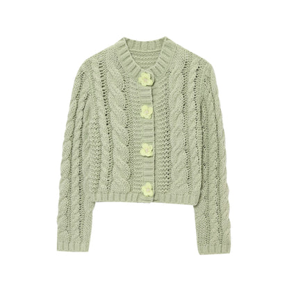 Dames gilet en tricot court avec détail floral Chic und Stil