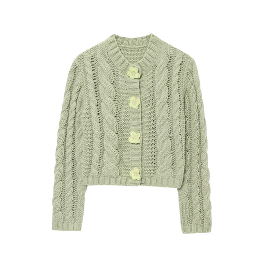 Dames gilet en tricot court avec détail floral Chic und Stil