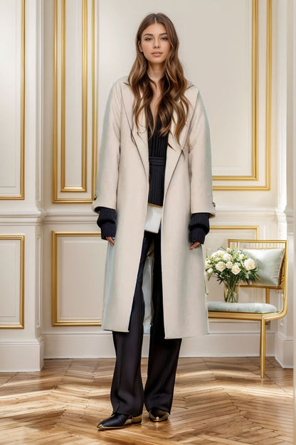 Dames élégant manteau oversized avec ceinture et poches Chic und Stil