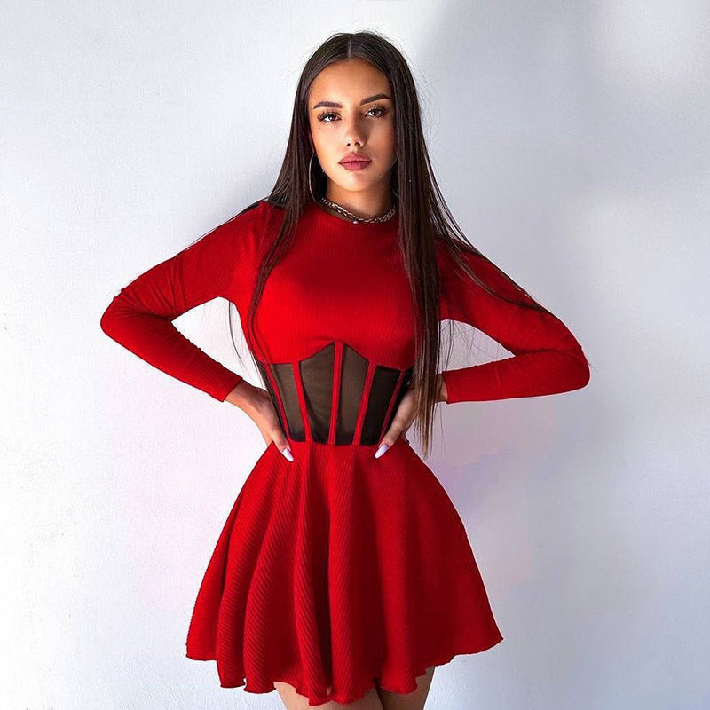 Dames Robe mini de haute qualité et élégante avec des inserts transparents Chic und Stil