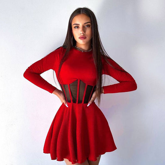Dames Robe mini de haute qualité et élégante avec des inserts transparents Chic und Stil