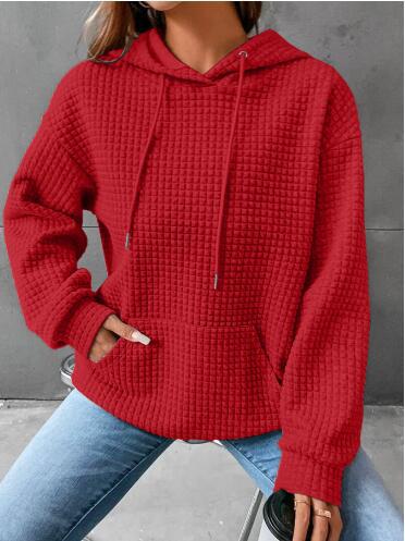 Sweat à capuche décontracté pour femmes avec surface texturée et poche kangourou pratique Chic und Stil