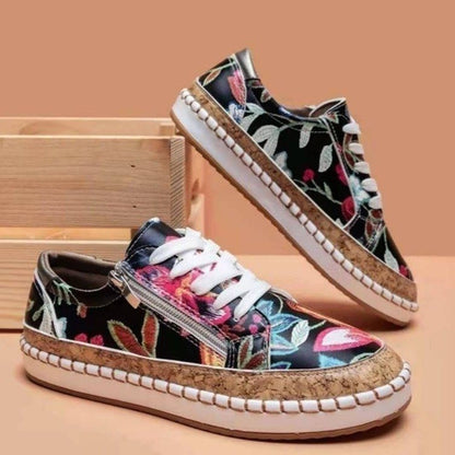 Baskets féminines tendance avec motif floral et fermeture éclair pratique Chic und Stil