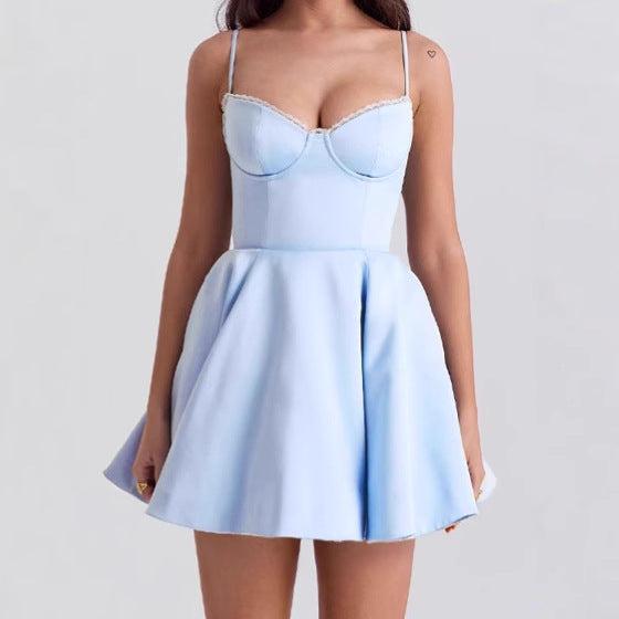 Robe A-ligne ludique pour femme avec bustier en dentelle et bretelles réglables Chic und Stil