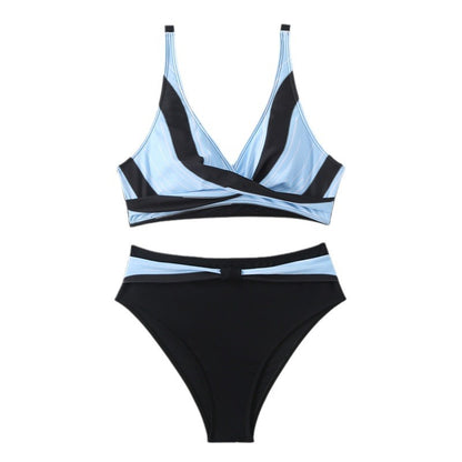 Women's triangle bikini set with modern wrapped cut and elastic waist Chic und Stil