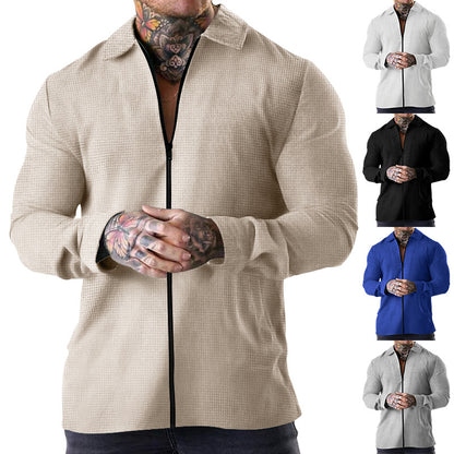 Chemise à manches longues pour hommes avec fermeture éclair et matériau structuré Chic und Stil