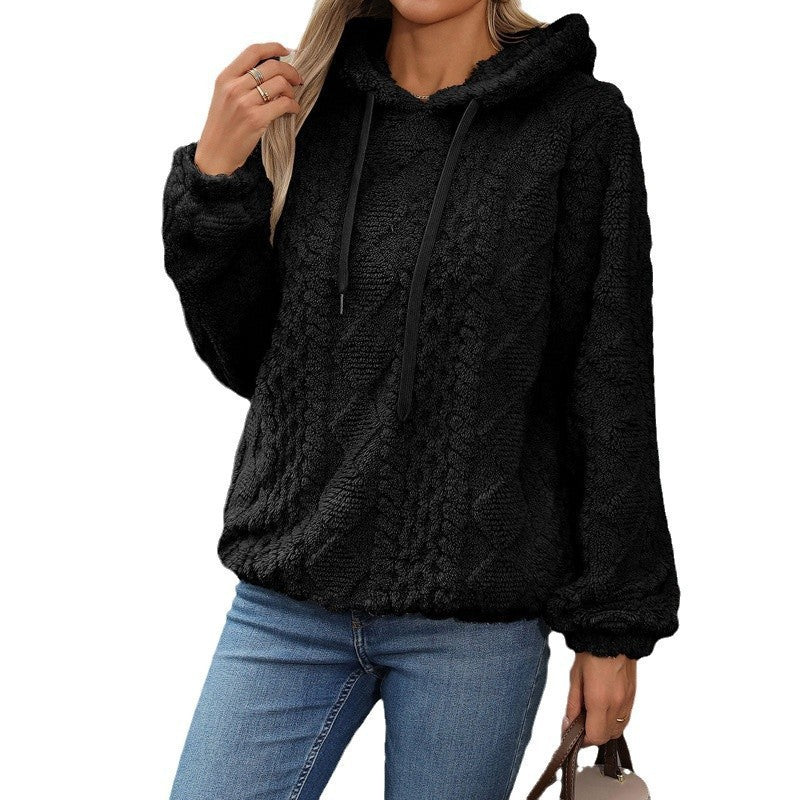 Dames Hoodie douillet au design tricot particulier Chic und Stil